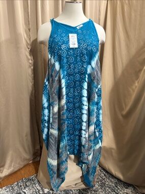 Rhea Teal & Aqua Tie-Dye Draped Jumpsuit